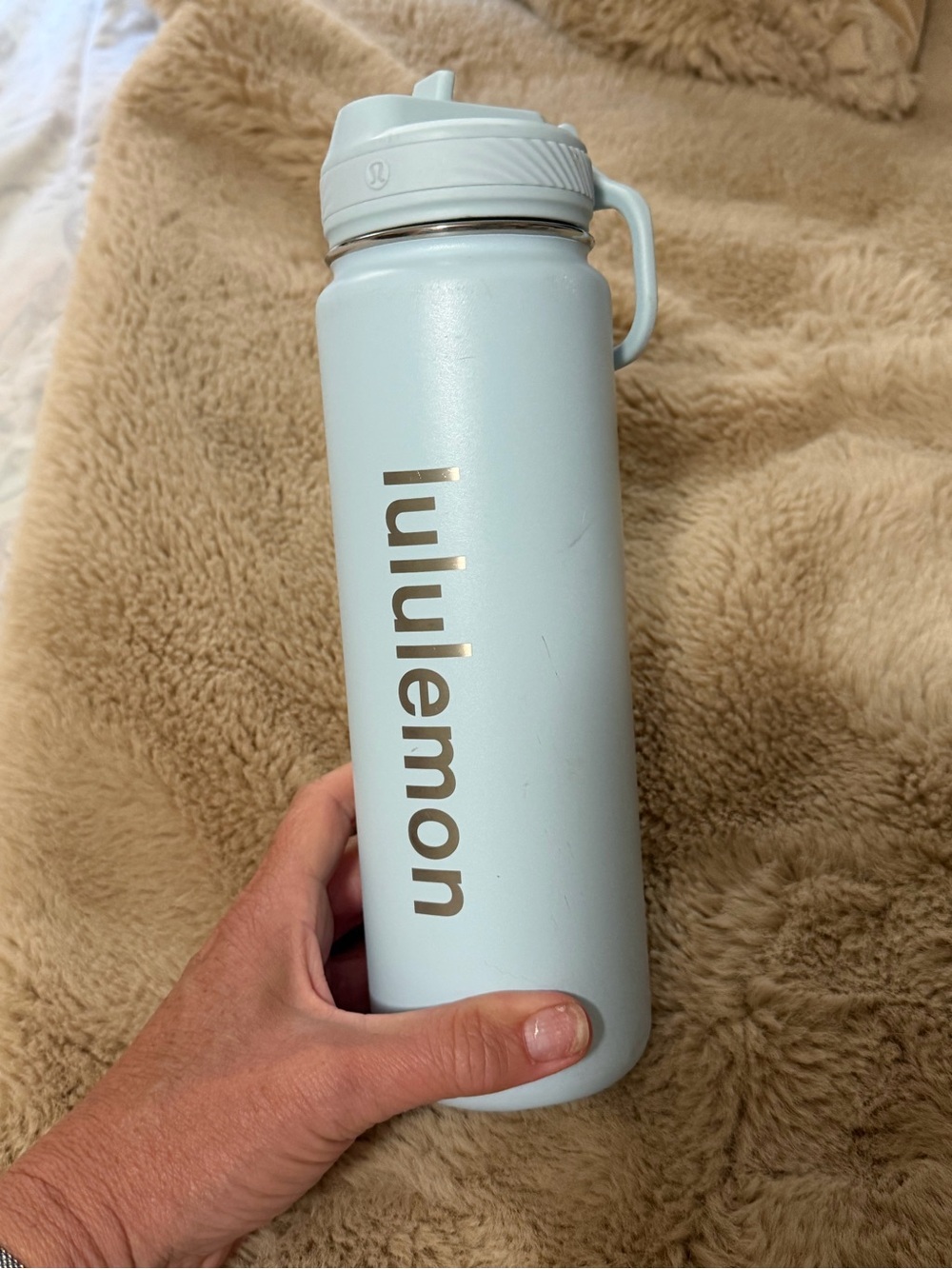Lululemon insulated 24 ounce water bottle in light blue
